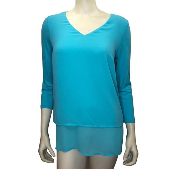 $68 MICHAEL KORS V NECK WOVEN KNIT JERSEY 3/4 Sleeve Top SZ XS NEW WITH TAG - Picture 1 of 8